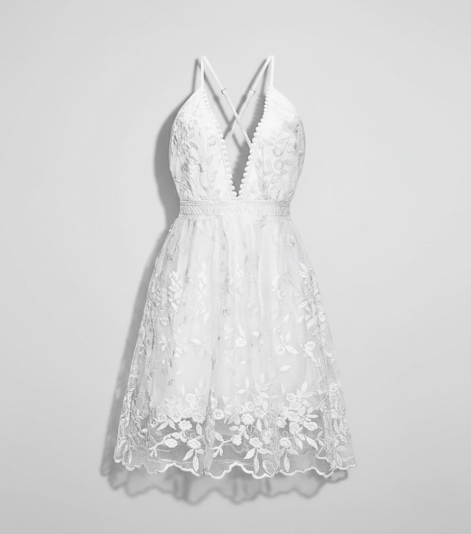 Lace Beach Mini Dress - White
