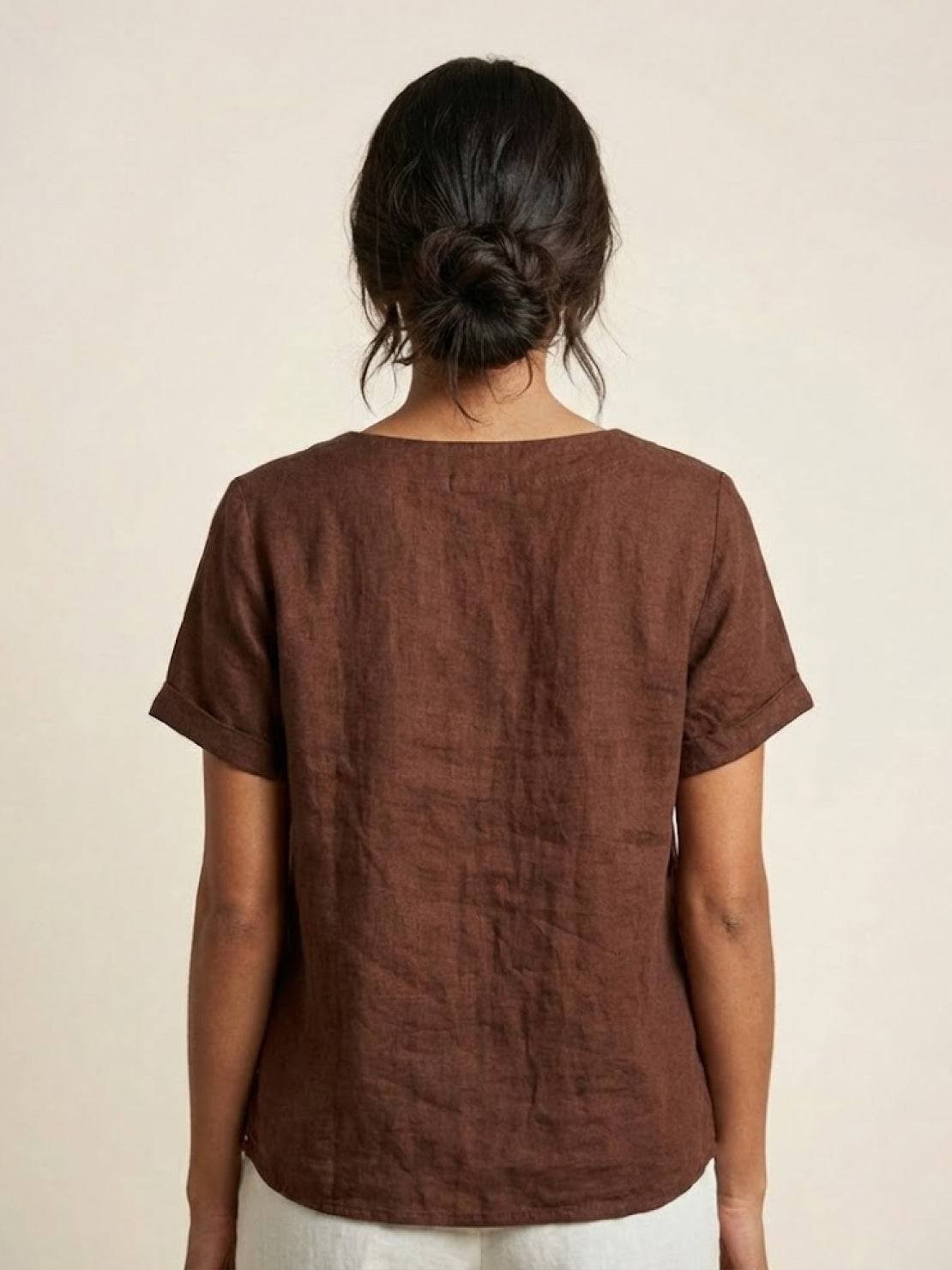 Women's Linen Button-Front Blouse