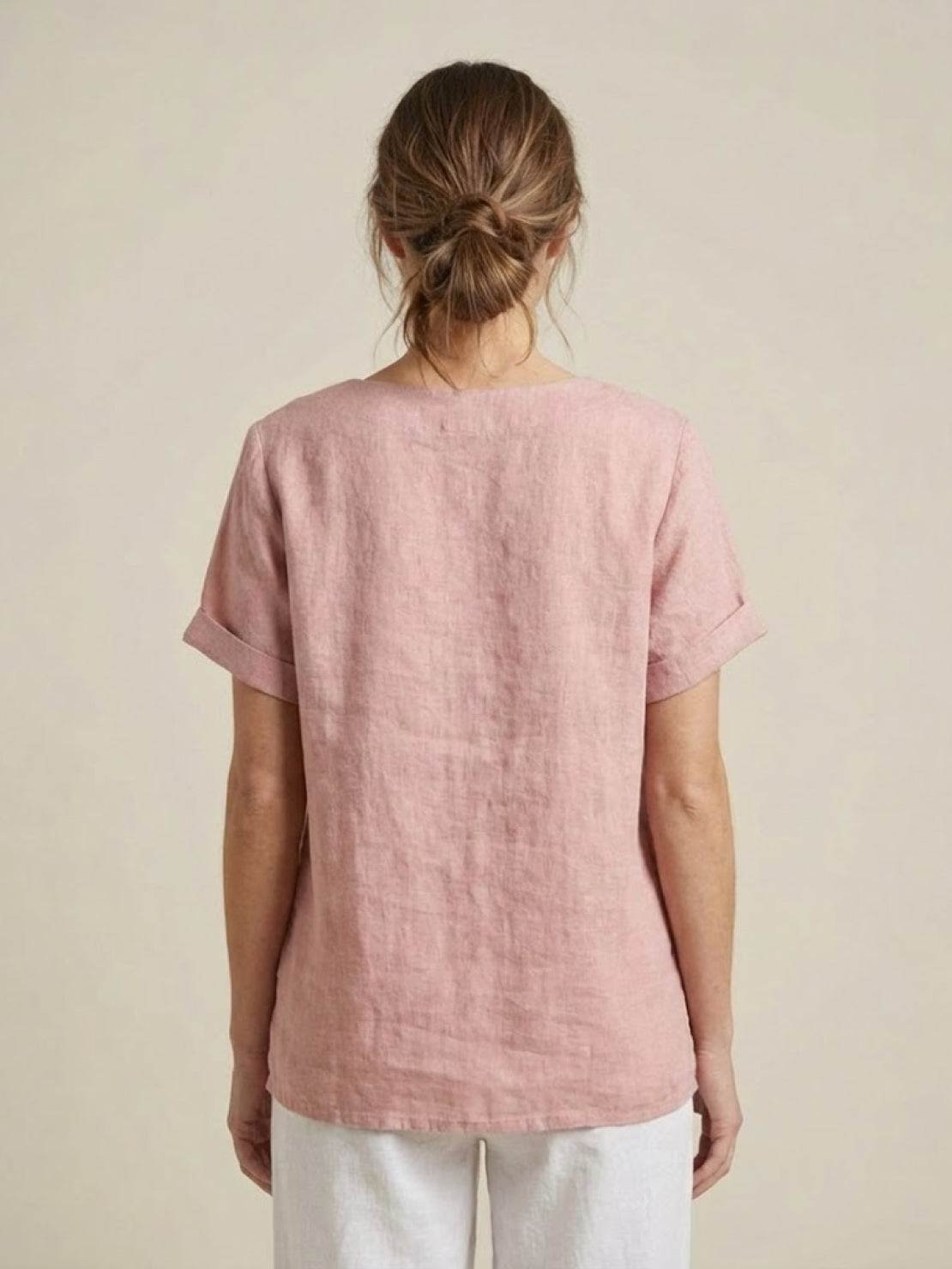 Women's Linen Button-Front Blouse