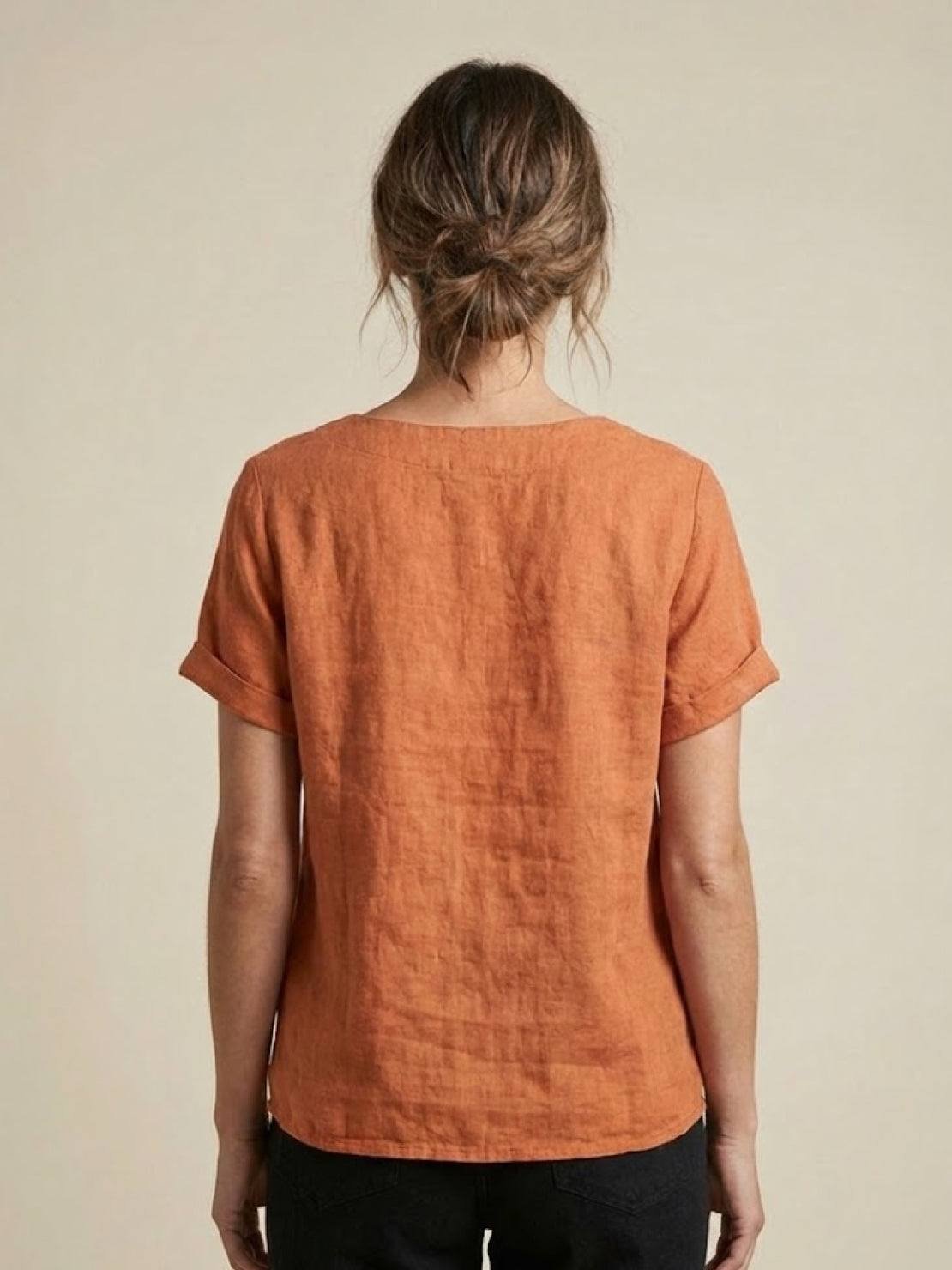 Women's Linen Button-Front Blouse