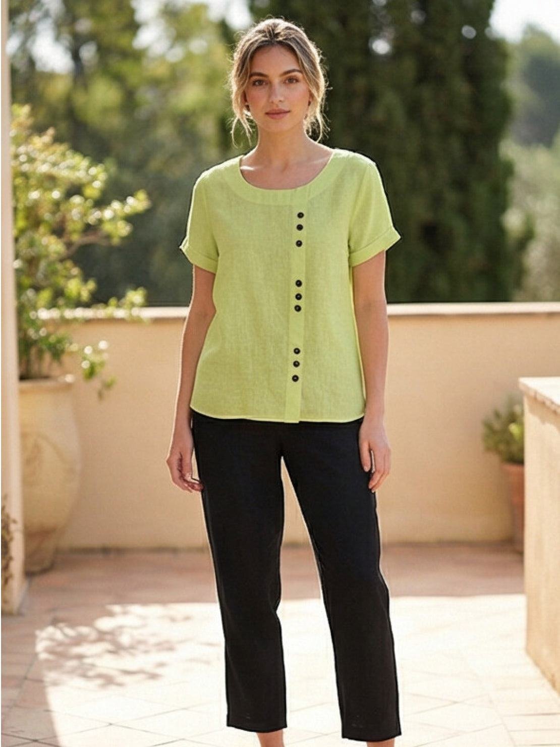 Women's Linen Button-Front Blouse