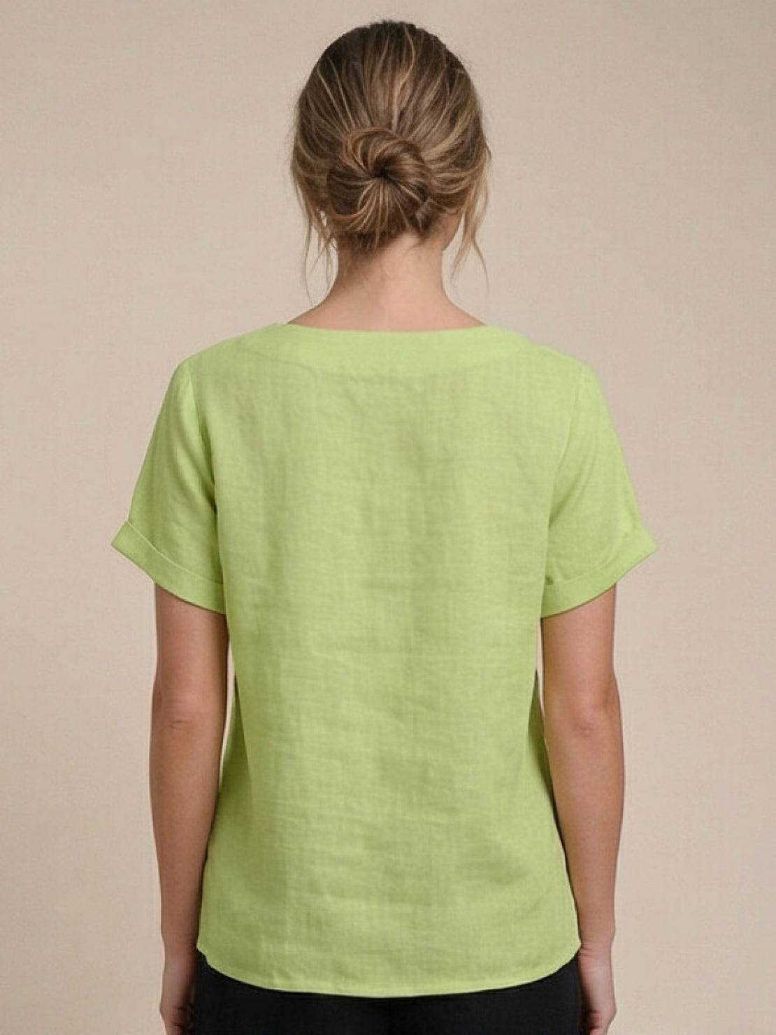 Women's Linen Button-Front Blouse