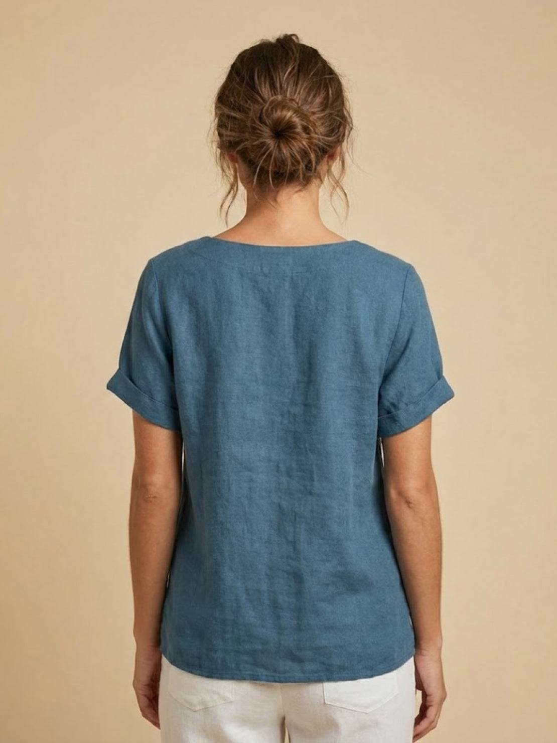Women's Linen Button-Front Blouse