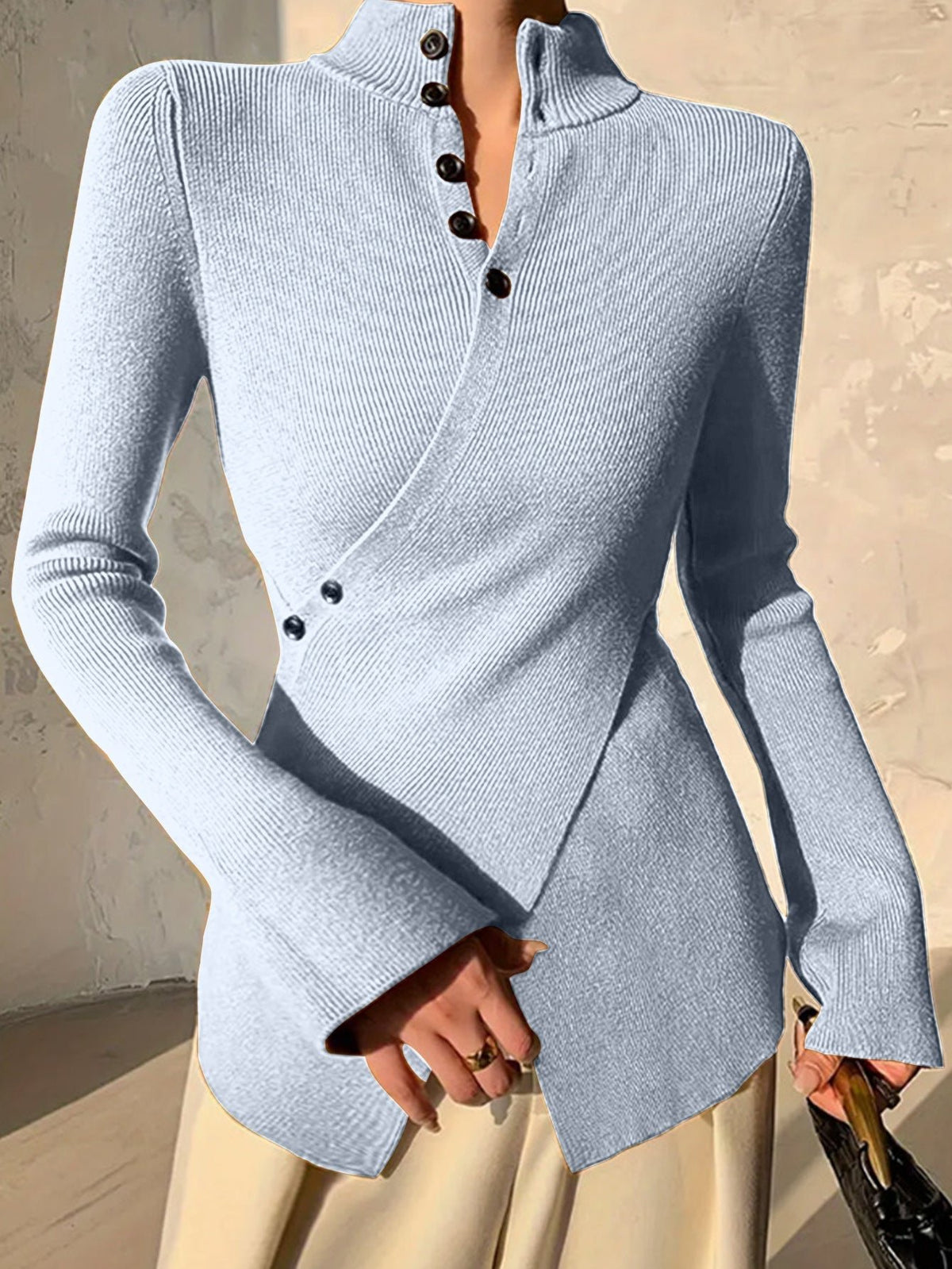Women's Slim Knit Sweater - Light Blue