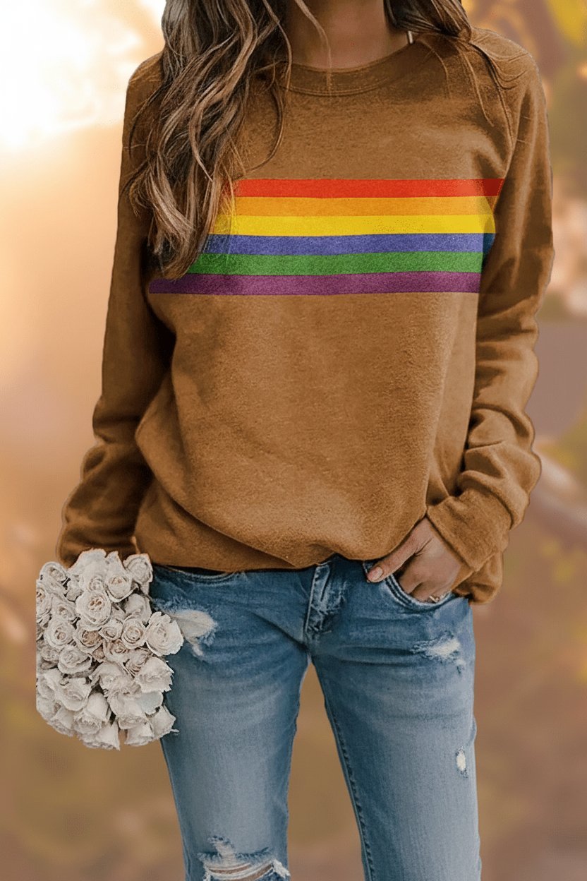 Women's Striped Crewneck Sweatshirt - Yellow