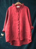 Women's V-Neck Blouse - Red