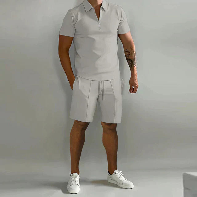 Callum Men's Zip Polo Shirt & Drawstring Shorts Set 2