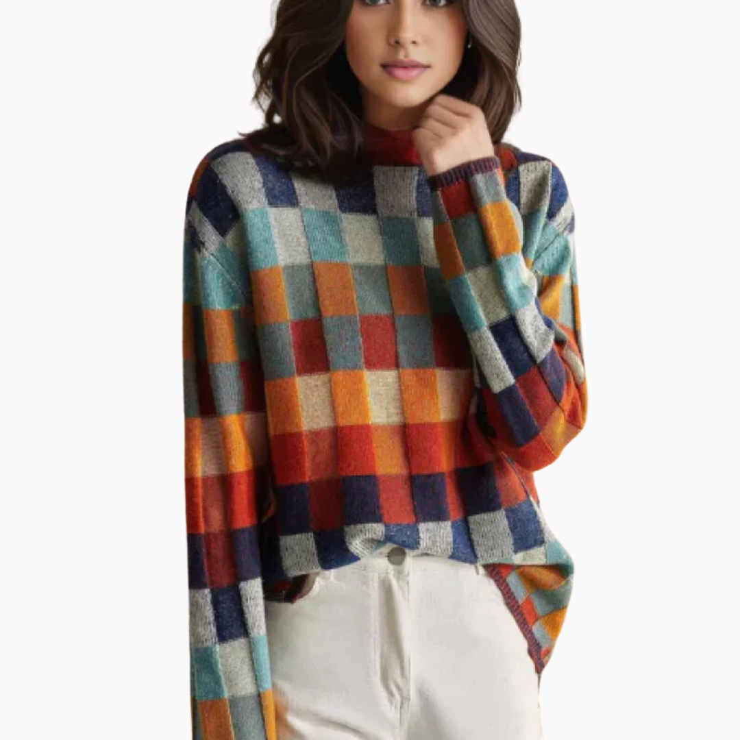 Camille Women's Checked Pullover Sweater 1