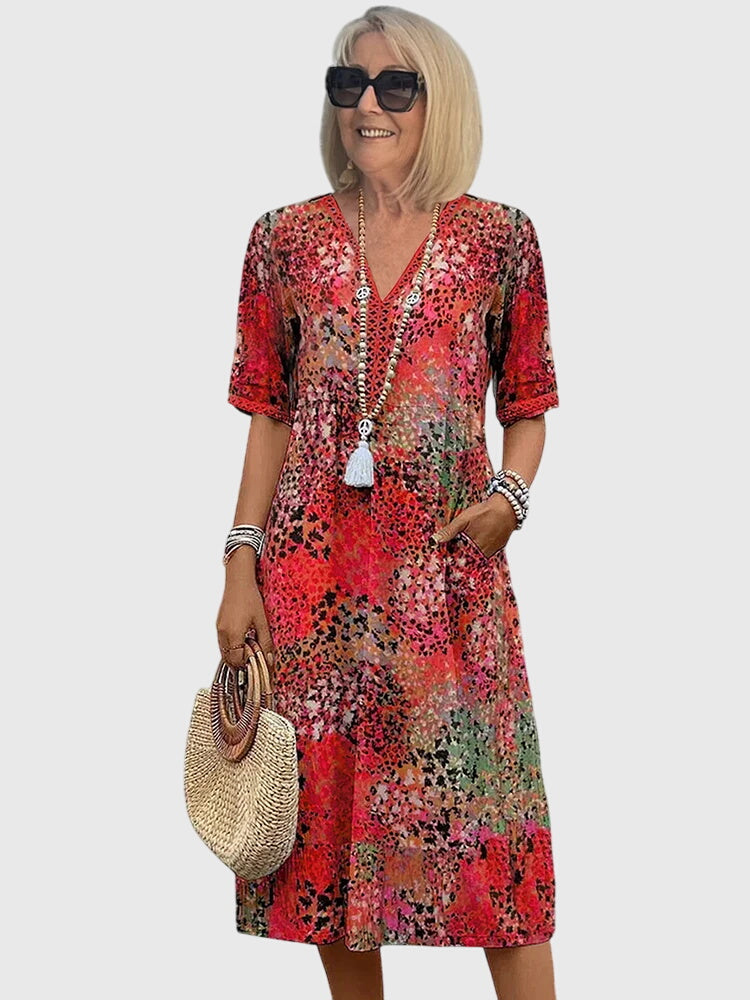 Camille Women's Printed V-Neck Midi Dress 2