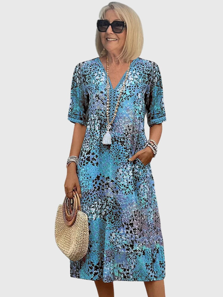 Camille Women's Printed V-Neck Midi Dress 3
