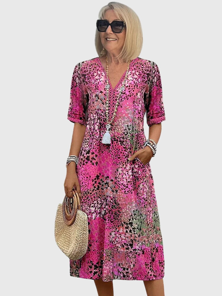 Camille Women's Printed V-Neck Midi Dress 4