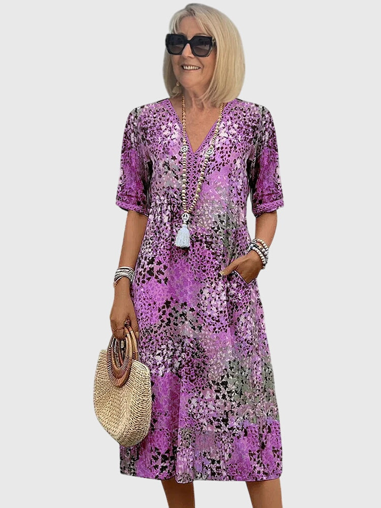 Camille Women's Printed V-Neck Midi Dress 5