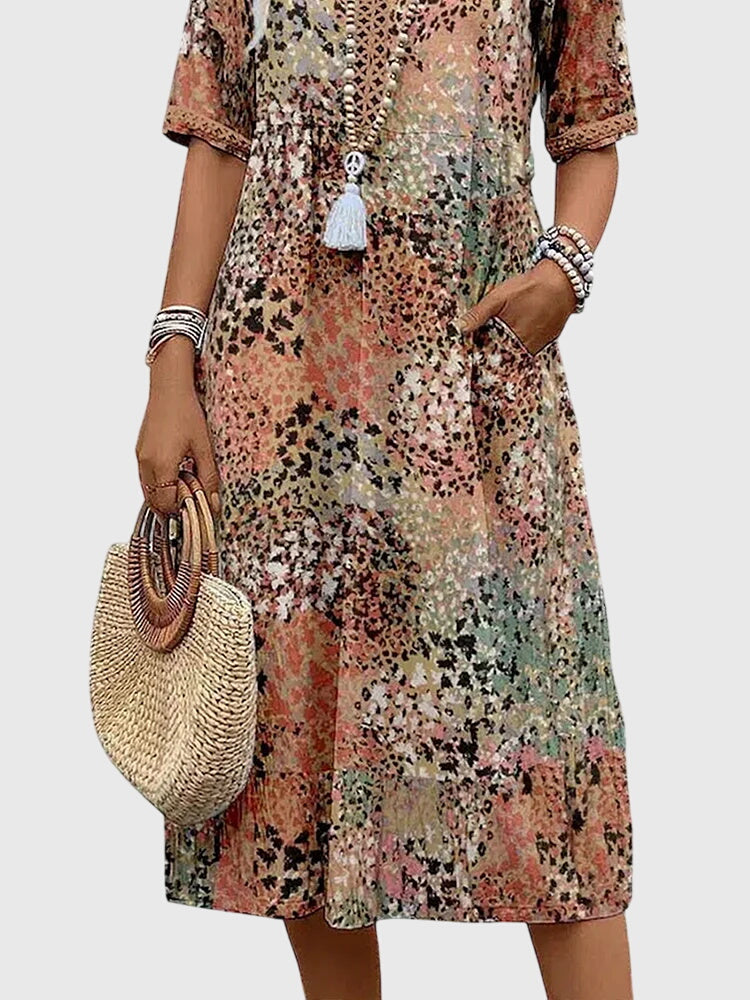 Camille Women's Printed V-Neck Midi Dress 7