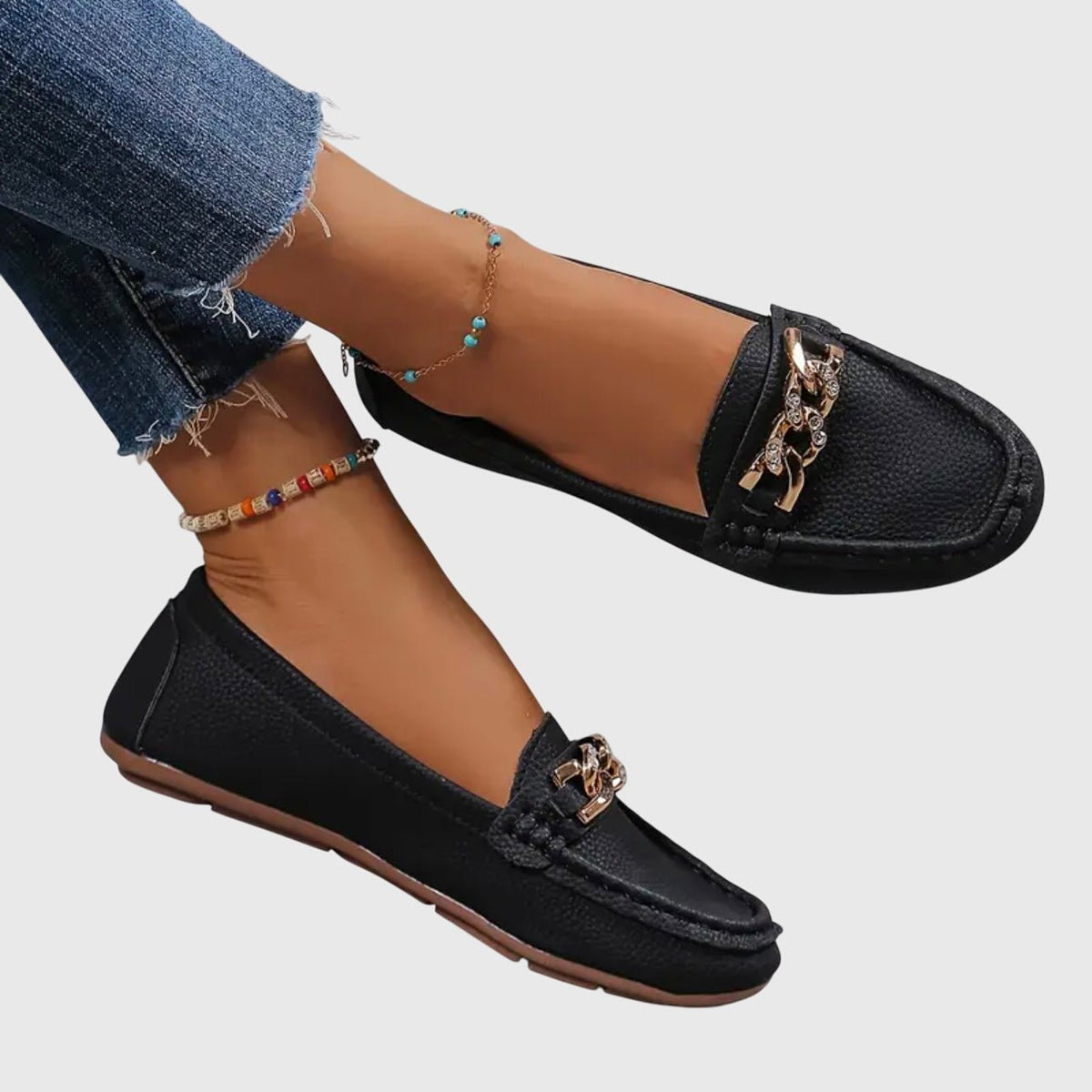 Women's Chain-Trim Moccasin Loafers