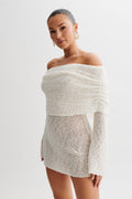 Off Shoulder Sweater Dress - White