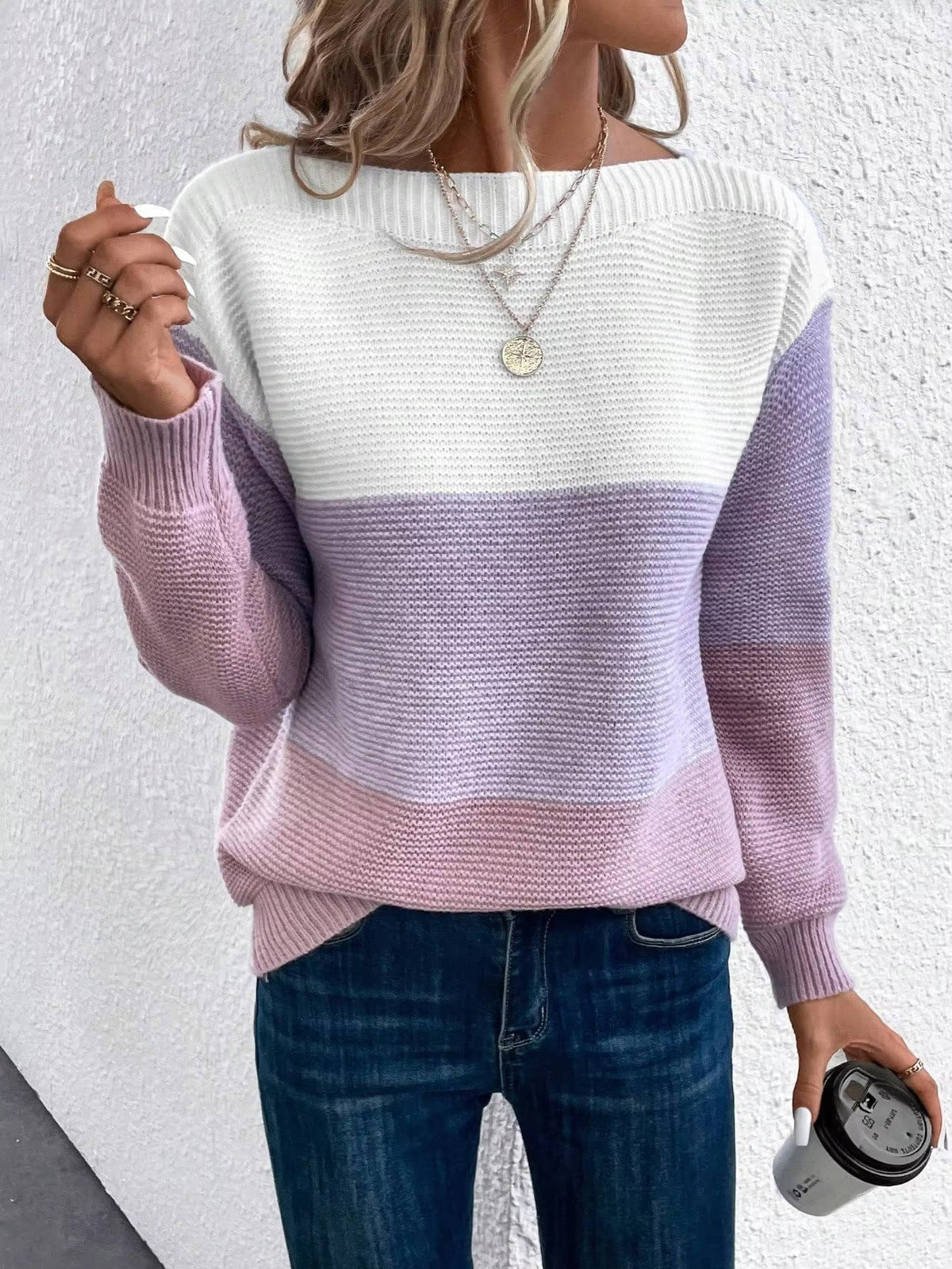 Women's Color-Block Wool Sweater
