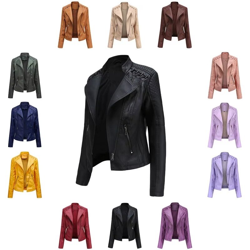 Women's Cropped Faux Leather Moto Jacket