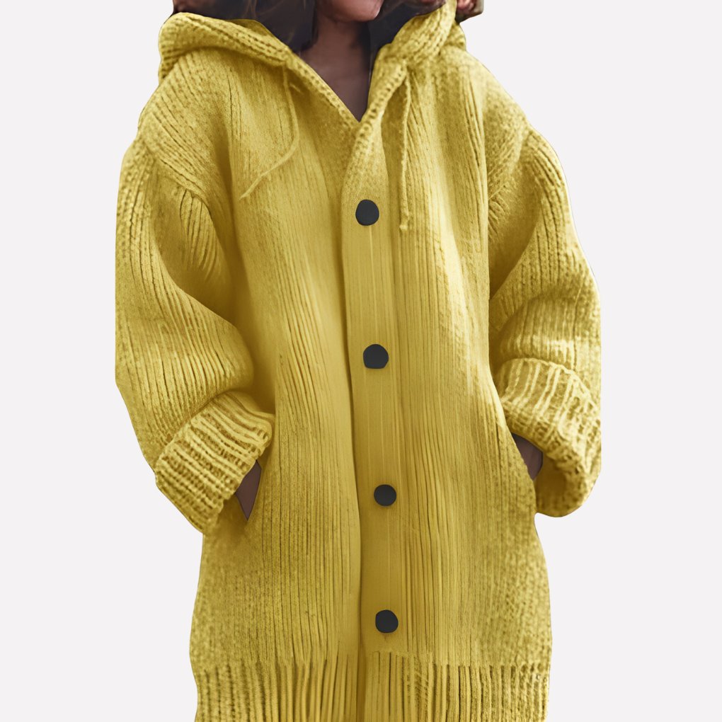 Women's Hooded Longline Cardigan - Yellow