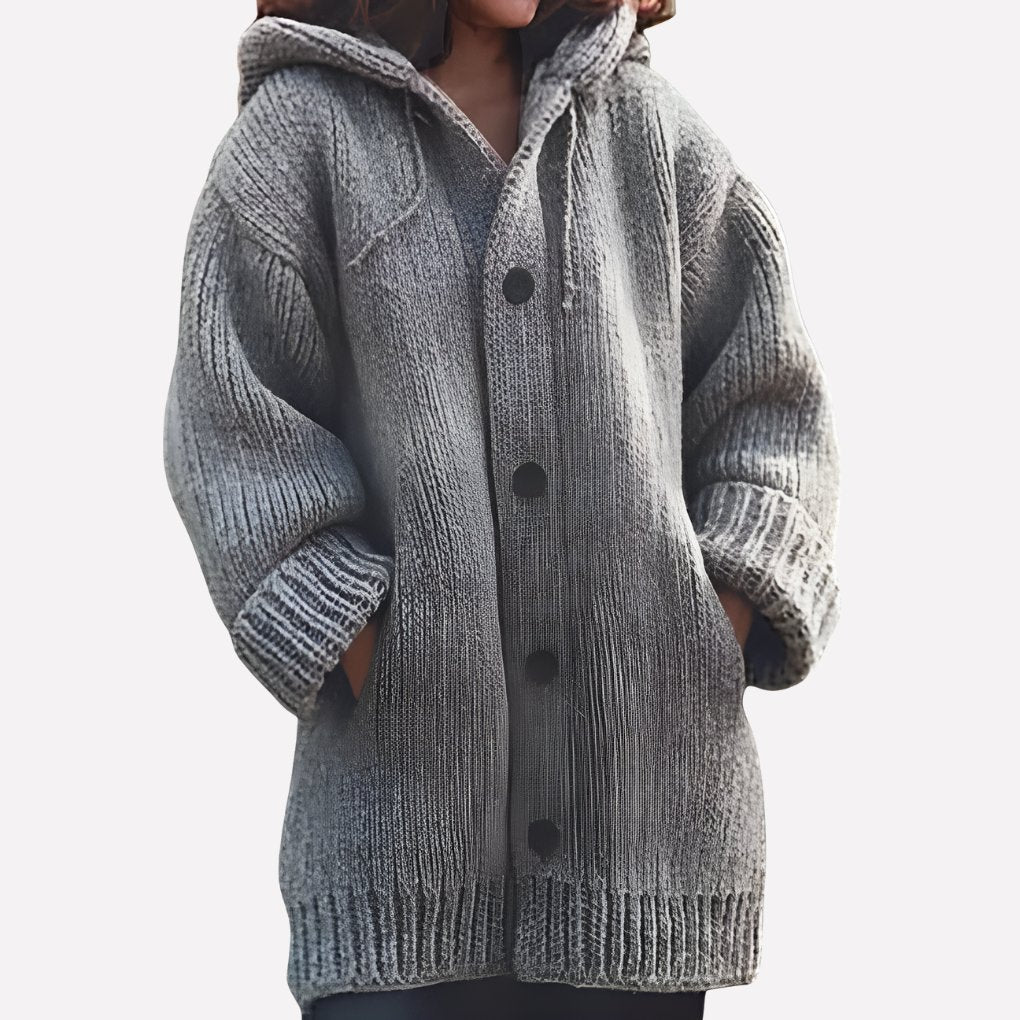 Women's Hooded Longline Cardigan - Gray
