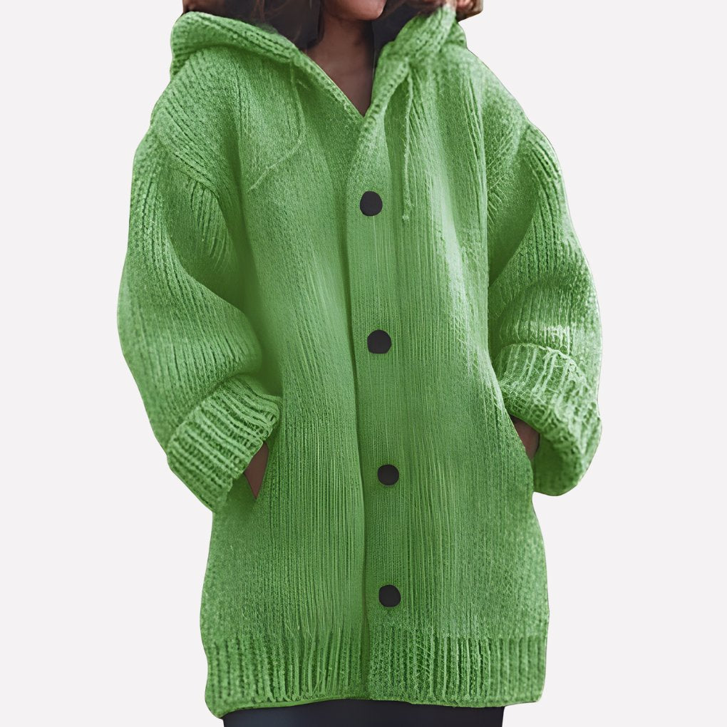 Women's Hooded Longline Cardigan - Green