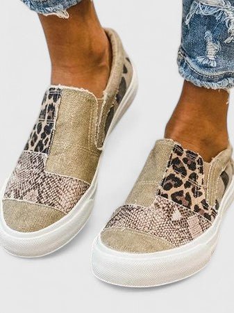 Women's Leopard Slip-On Sneakers - Khaki