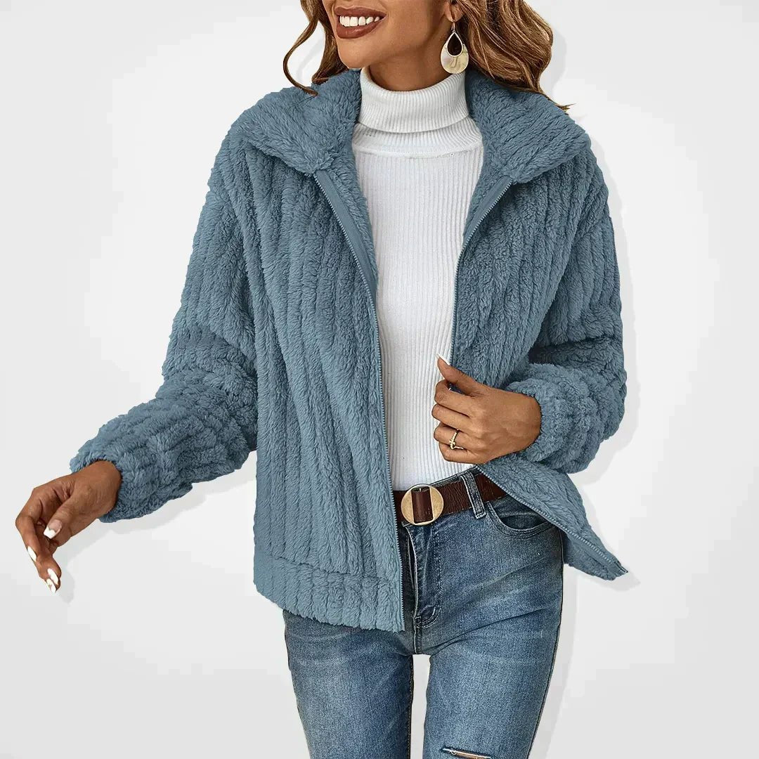 Women's Oversized Fleece Jacket - Blue