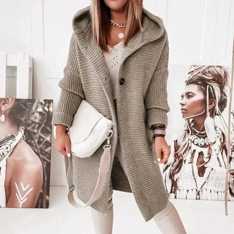 Women's Oversized Hooded Cardigan - Taupe