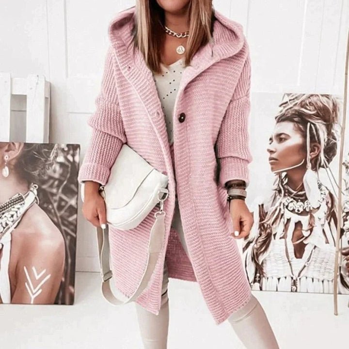 Women's Oversized Hooded Cardigan - Pink