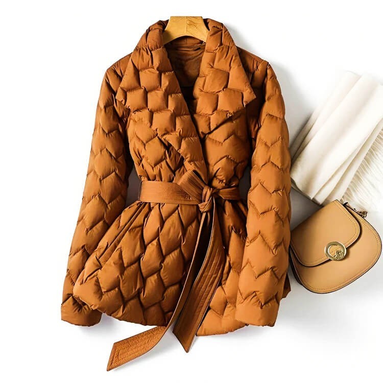 Caroline Women's Quilted Belted Puffer Jacket 1