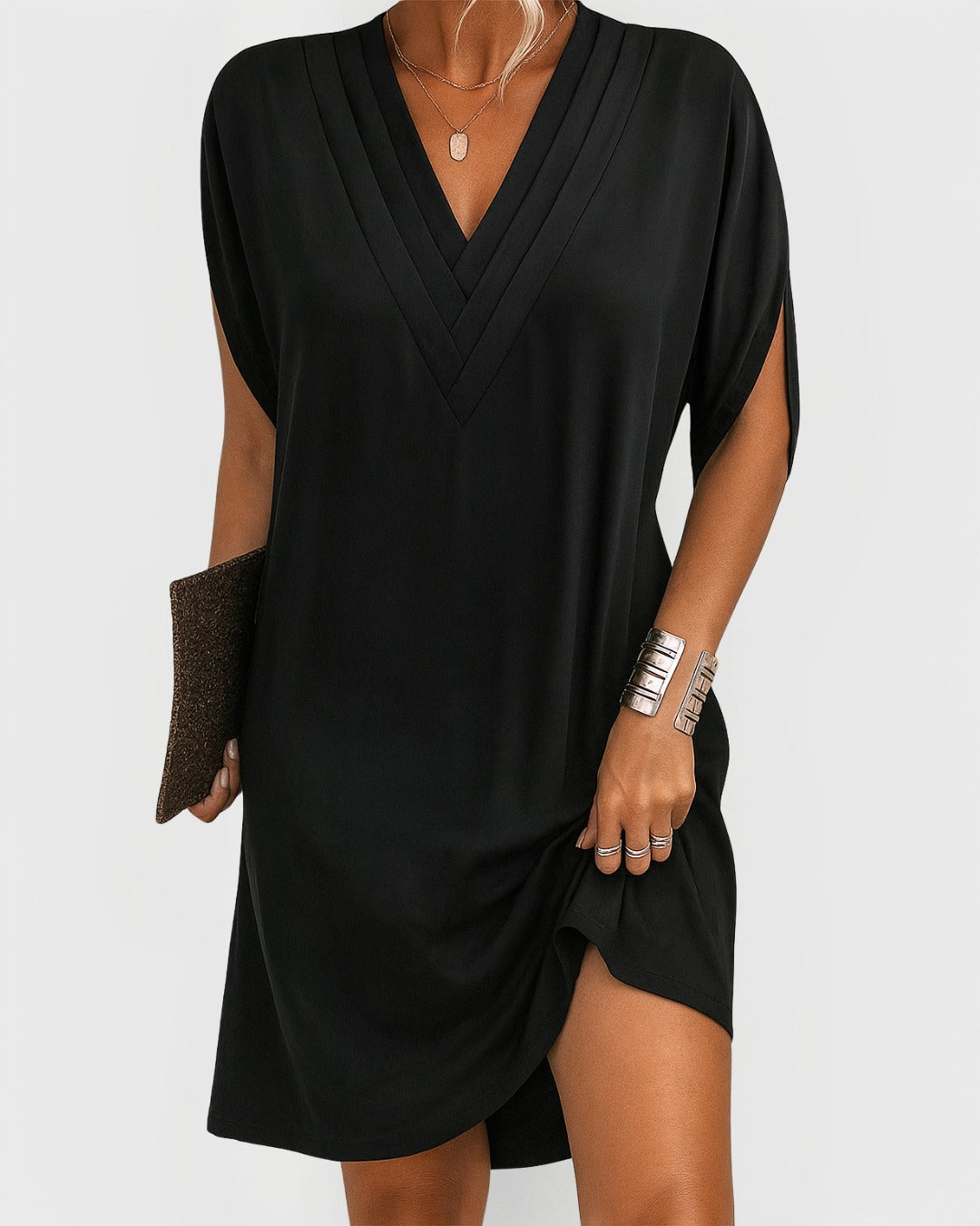 Casual Shift Mini Dress - Black