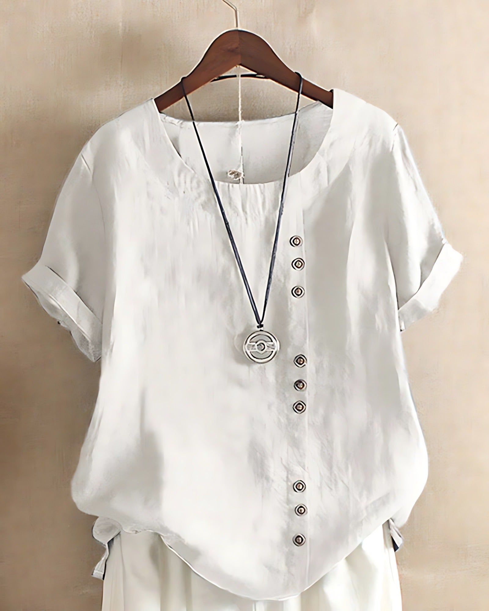 Casual Short Sleeve Top - White
