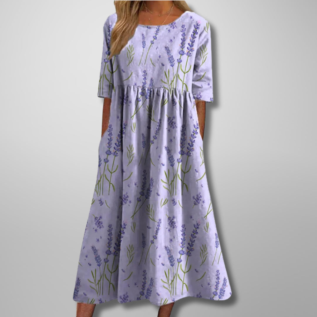 Cecilia Women's Floral Cotton Three Quarter Sleeve Maxi Dress 3
