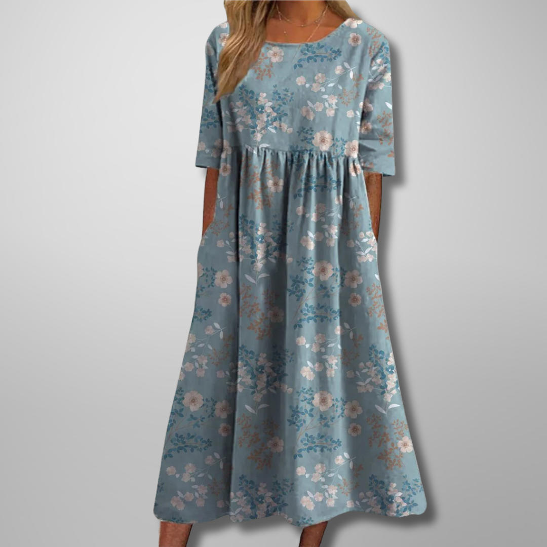 Cecilia Women's Floral Cotton Three Quarter Sleeve Maxi Dress 5