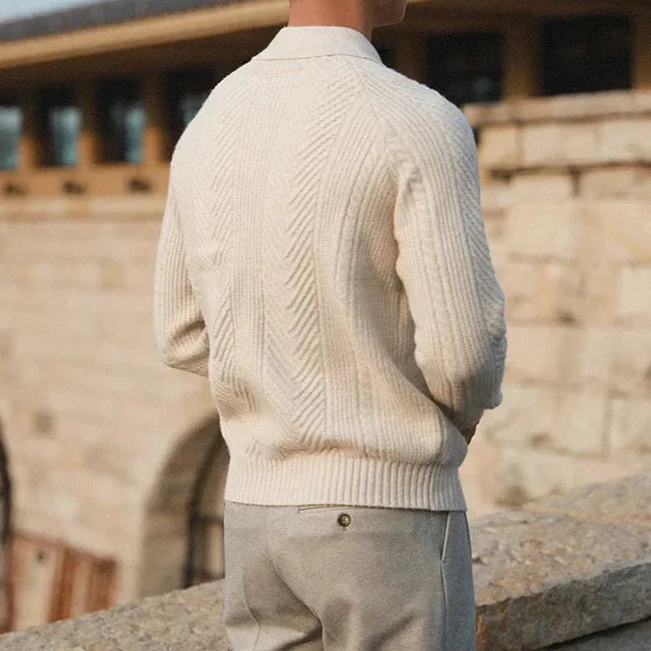 Charlie Men's Cable Knit Wool Polo Shirt 5