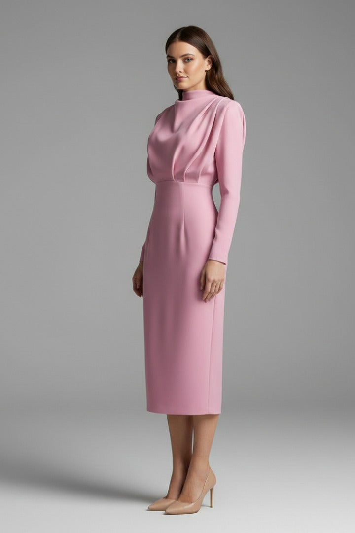 Mock Neck Long Sleeve Maxi Dress