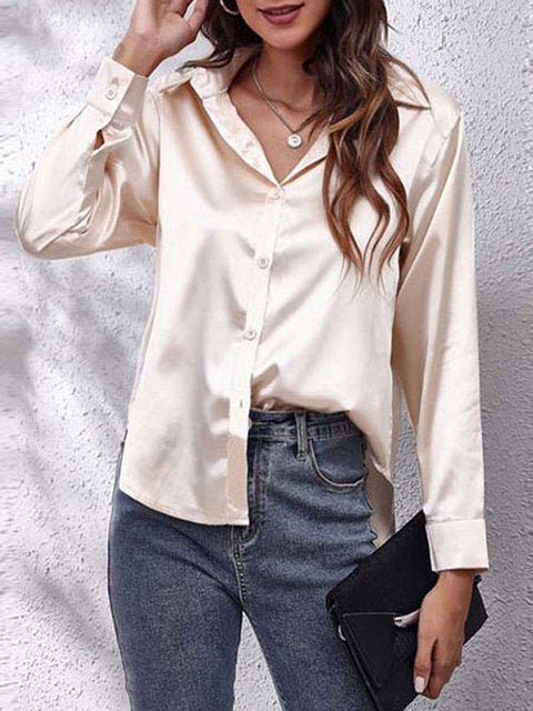 Women's Cropped Satin Blouse - Deep Khaki