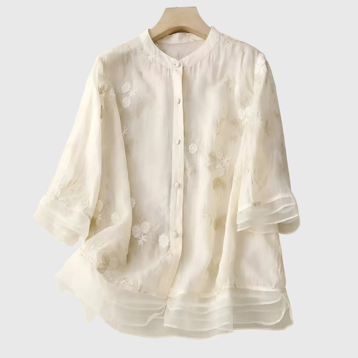 Women's Floral Oversized Blouse - Cream