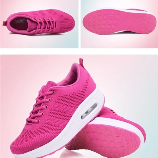 Women's Knit Platform Sneakers - Fuchsia Pink