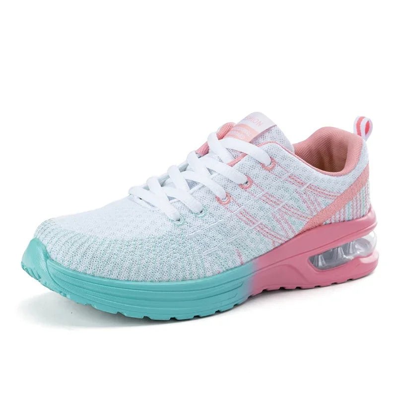 Women's Knit Running Sneakers - White Pink