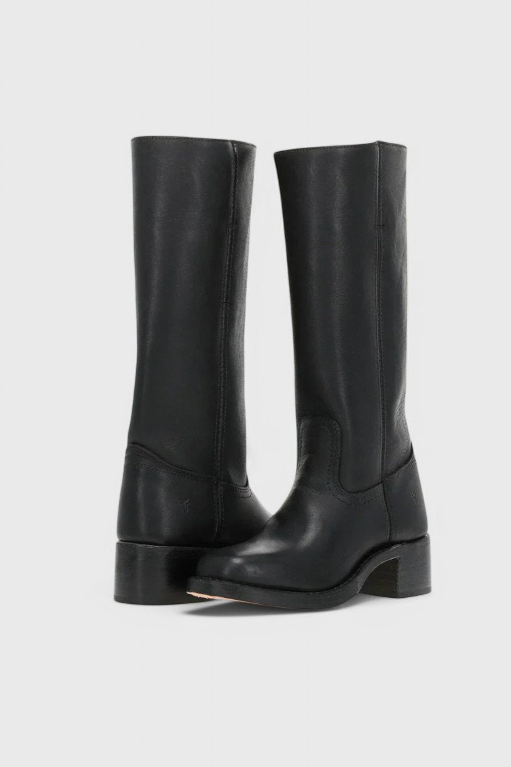 Women's Leather Knee-High Boots - Black