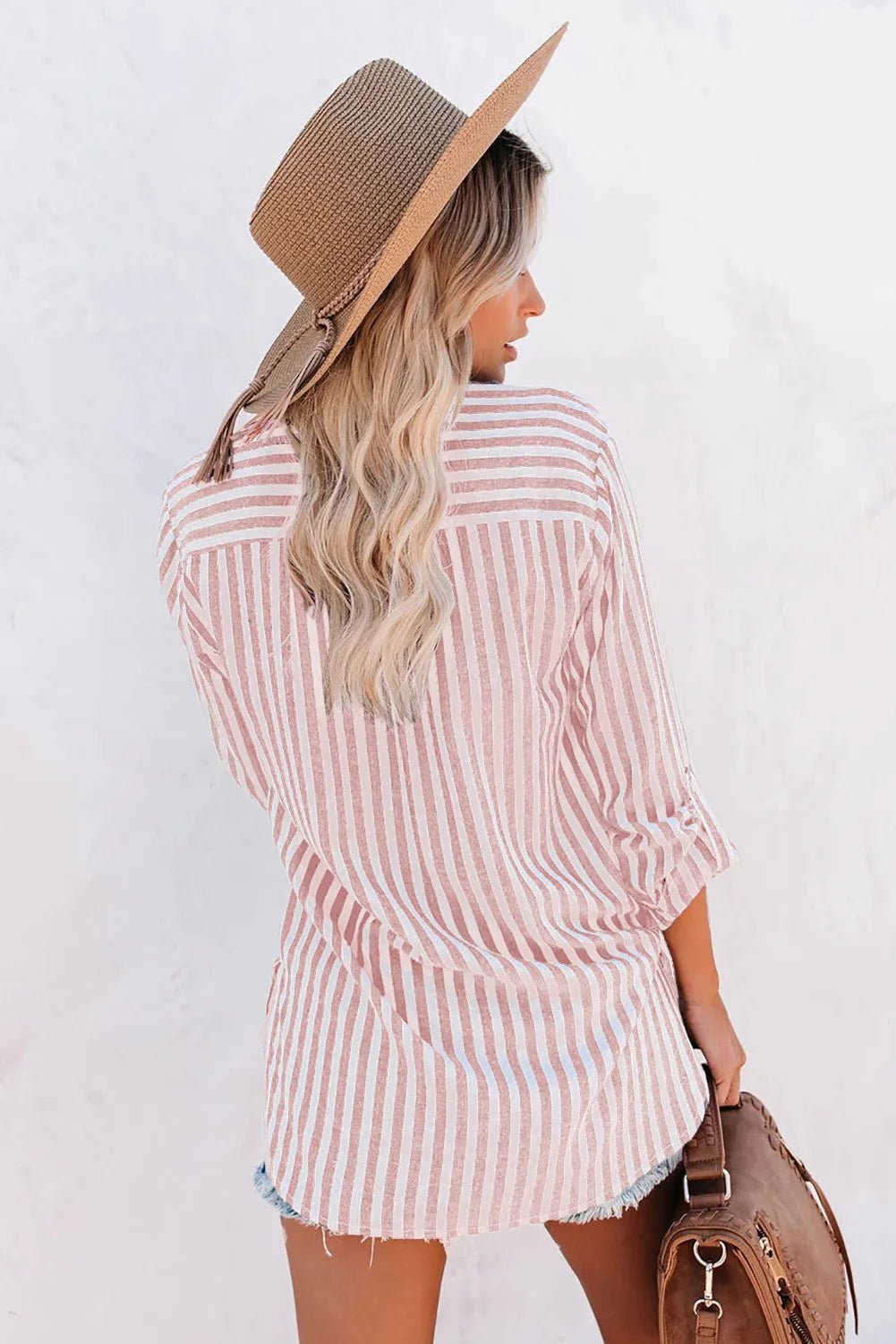 Women's Long Sleeve Striped Oversized Shirt