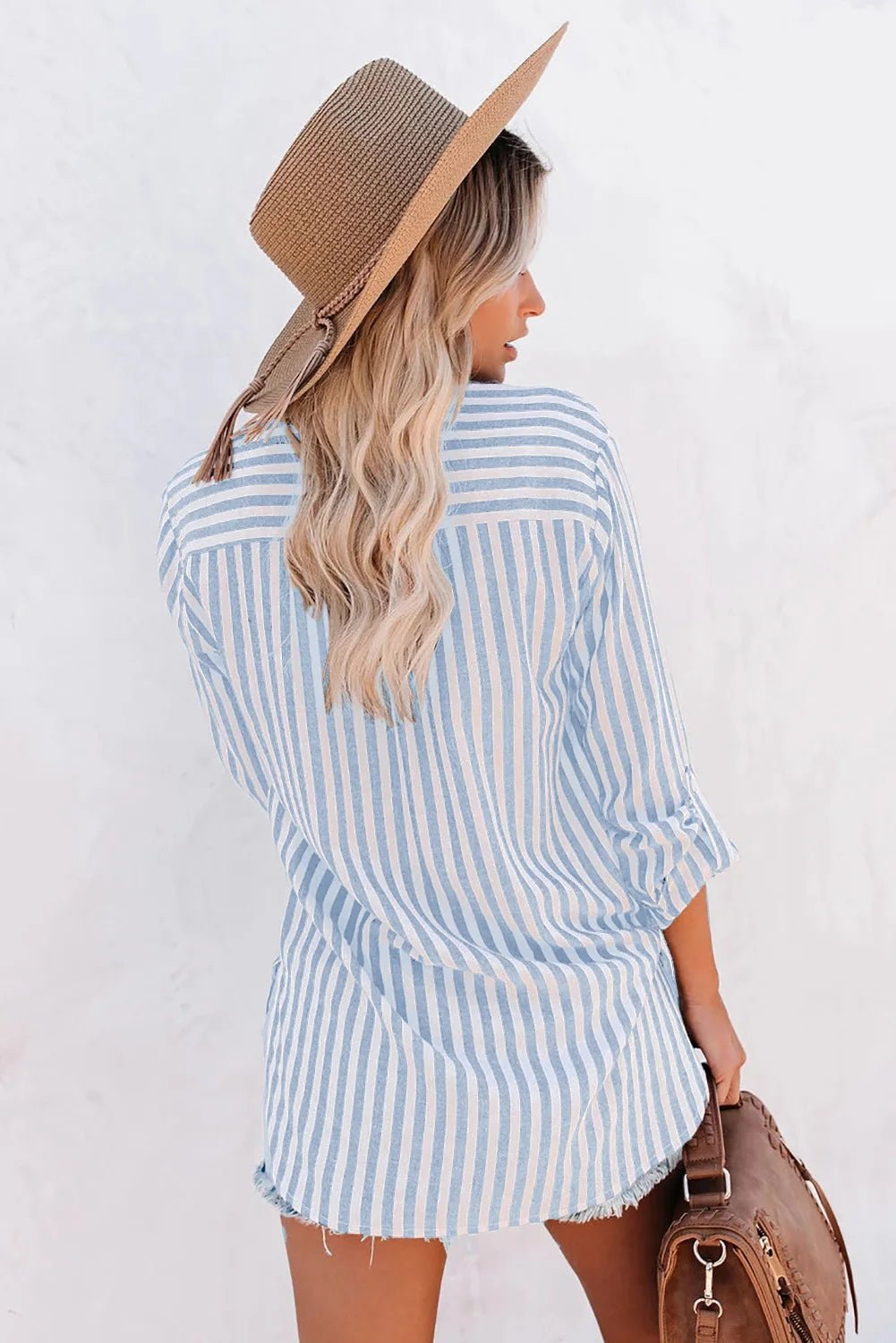 Women's Long Sleeve Striped Oversized Shirt