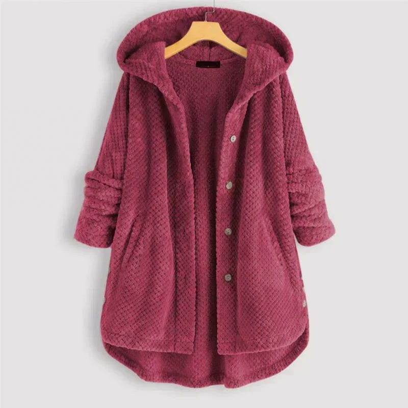 Women's Oversized Corduroy Wool Coat - Pink