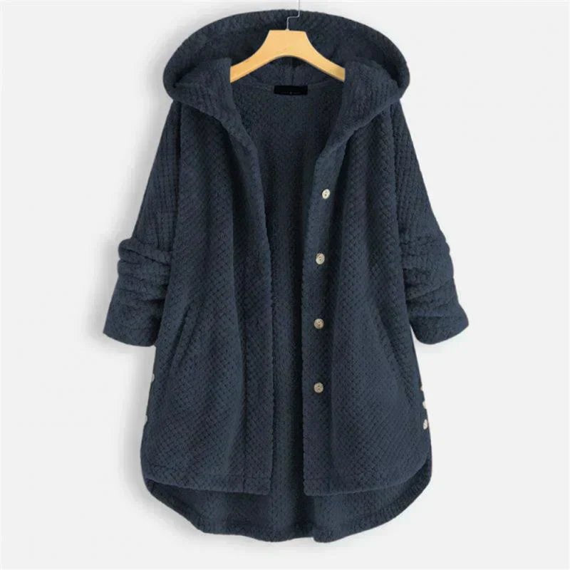 Women's Oversized Corduroy Wool Coat - Blue