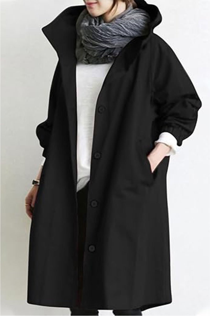 Women's Oversized Hooded Winter Coat - Black