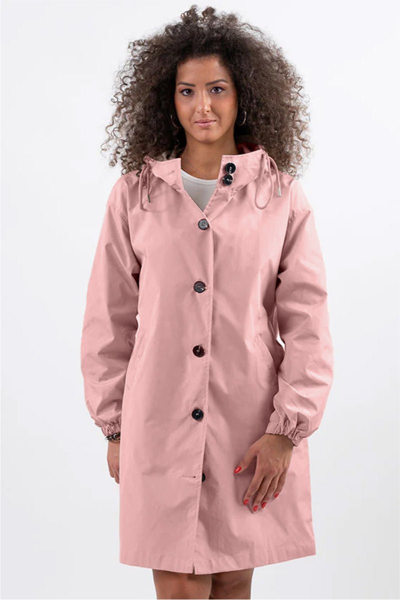 Women's Oversized Hooded Winter Coat - Pastel Pink