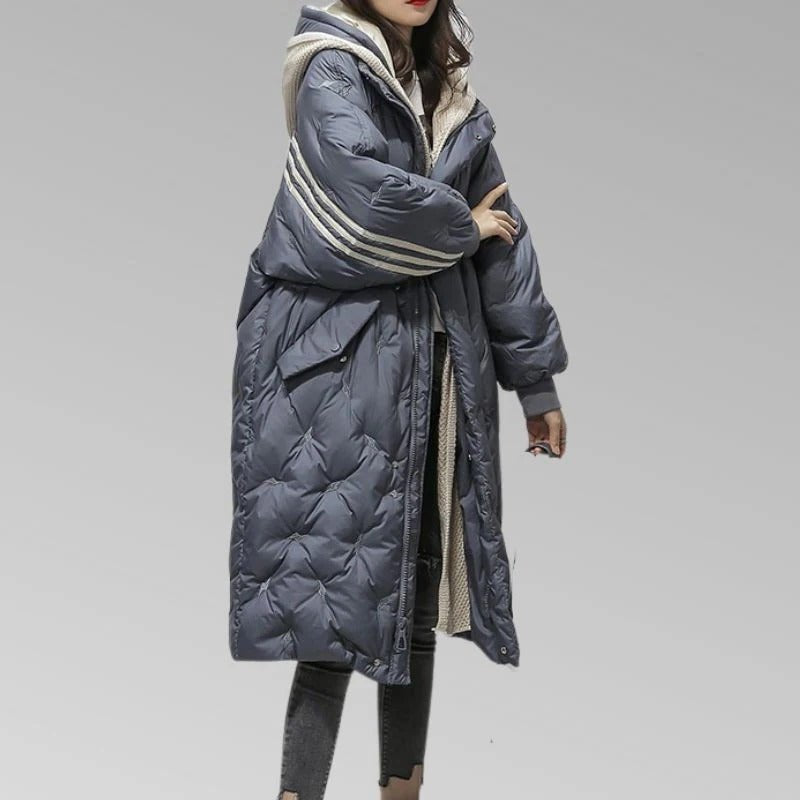 Women's Oversized Puffer Coat - Navy Blue