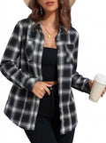 Women's Plaid Flannel Shacket - Black