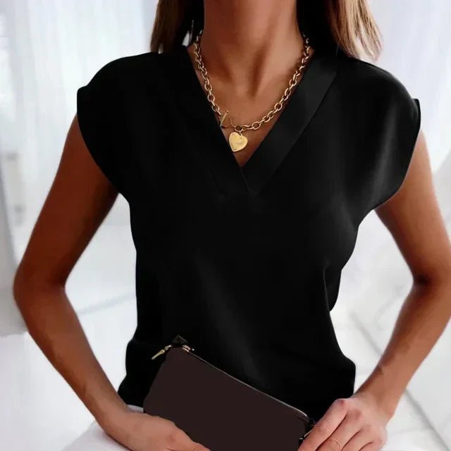 Women's Satin V-Neck Blouse