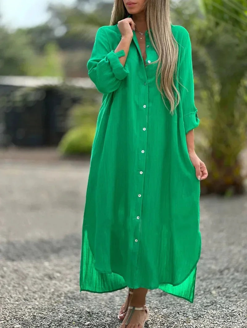 Maxi Shirt Dress - Dark Green